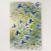 水彩ブルーフローラコーンフラワードイツ | ジグソーパズル (縦)