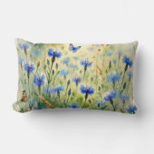 水彩ブルーフローラコーンフラワー | ランバークッション (正面)