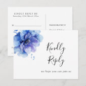 水彩ブルーフローラソング要求RSVPポストカード インビテーションポストカード (正面/裏面)