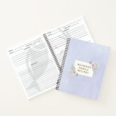 水彩ブルーフローラフレームファミリレシピ ノートブック (内部)