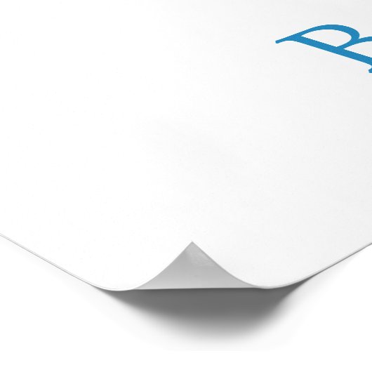 水彩ブルーフローラベビーゾウ赤ちゃんシャワー ポスター (角)