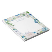 水彩ブルーフローラホワイトローズヴィンテージ ノートパッド (アングル)