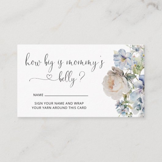 水彩ブルーフローラママのお腹の大きさ エンクロージャーカード (正面)