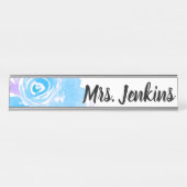 水彩ブルーフローラ先生 デスクネームプレート (正面)