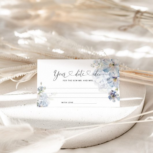 水彩ブルーフローラ日付ナイトアイディア。日付jar エンクロージャーカード