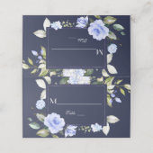 水彩ブルーフローラ結婚フレームの表番号 プレイスカード (外部開封)