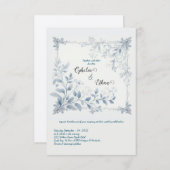 水彩ブルーフローラ結婚式招待状 招待状 (正面/裏面)