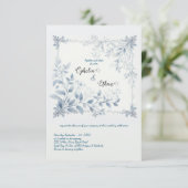 水彩ブルーフローラ結婚式招待状 招待状 (スタンド正面)