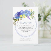水彩ブルーフローラ葬儀サンキューカード サンキューカード (スタンド正面)