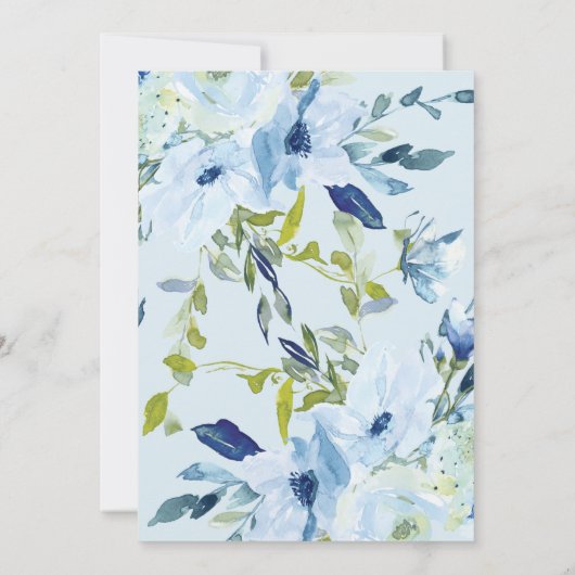 水彩ブルーフローラ赤ちゃんシャワー 招待状 (裏面)