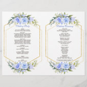 水彩ブルーフローラ金ゴールドフレーム結婚式 プログラム チラシ (裏面)