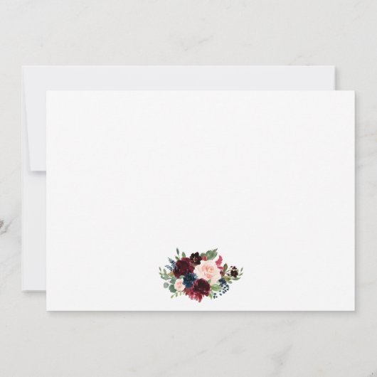 水彩ブルーブルゴーニュフローララブザデートを保存 セーブザデート (裏面)