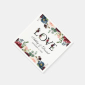 水彩ブルーブルゴーニュフローララヴ結婚ズ スタンダードカクテルナプキン (角)