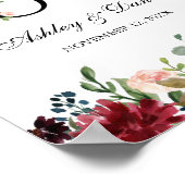 水彩ブルーブルゴーニュフローララヴ結婚ズ ポスター (角)