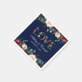 水彩ブルーブルゴーニュフローラ金ゴールドラヴ結婚ズ スタンダードカクテルナプキン (角)