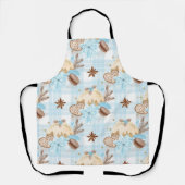 水彩ブループレイドクリスマスクッキー&プリン エプロン (正面)