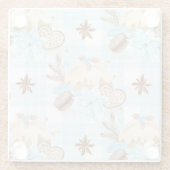 水彩ブループレイドクリスマスクッキー&プリン ガラスコースター (裏面)