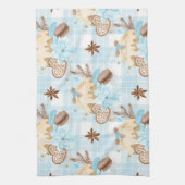 水彩ブループレイドクリスマスクッキー&プリン キッチンタオル (縦)