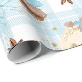 水彩ブループレイドクリスマスクッキー&プリン ラッピングペーパー (ロールコーナー)