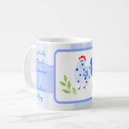 水彩ブルーヘンチェックSUNDAYパーソナライズ コーヒーマグカップ
