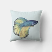 水彩ブルーベッタフィッシュ装飾用クッション クッション (裏面)