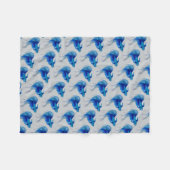 水彩ブルーベッタフィッシュ フリースブランケット (正面(横))