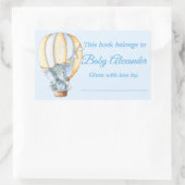 水彩ブルーベビーゾウ蔵書票ラベル 長方形シール (バッグ)