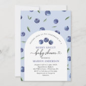 水彩ブルーベリーのベイビーシャワー 招待状 (正面)