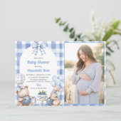 水彩ブルーベリージンガム1stベビーシャワーパーティー 招待状 (スタンド正面)
