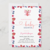 水彩ブルーベリーストロベリーベビーシャワー 招待状 (正面)