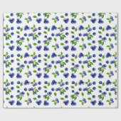 水彩ブルーベリーパターンキュートベリー ラッピングペーパー (フラット)