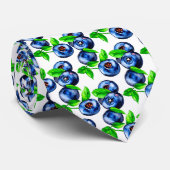 水彩ブルーベリーパターン(白い背景) ネクタイ (ロール)