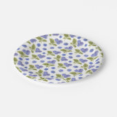 水彩ブルーベリーフルーツとブルーベリー葉の ペーパープレート (アングル)