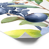 水彩ブルーベリーフローラシーティングチャートポスター ポスター (角)