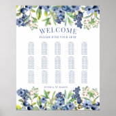 水彩ブルーベリーフローラシーティングチャートポスター ポスター (正面)