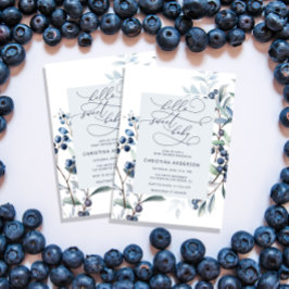 水彩ブルーベリーベビーシャワー招待状 招待状