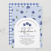 水彩ブルーベリーベビーシャワー 招待状 (正面/裏面)