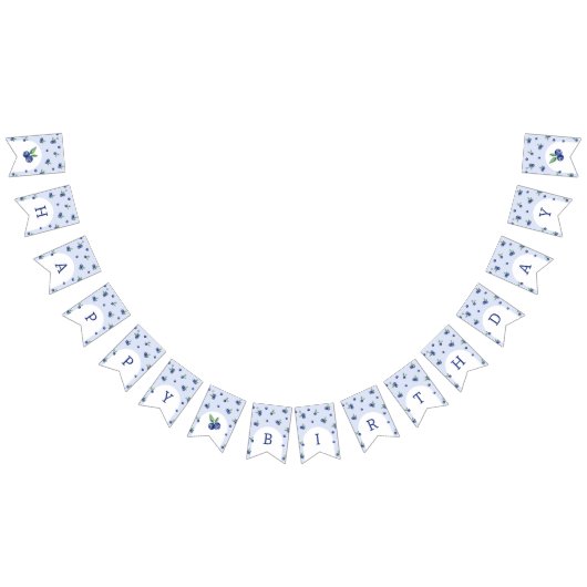 水彩ブルーベリーボーリーベリースウェー誕生日パーティー バンティングフラッグ (全)