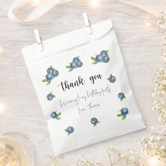 水彩ブルーベリー1日感謝してい生日 フェイバーバッグ (クリップ留めされた状態)