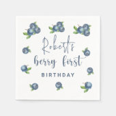 水彩ブルーベリー1st誕生日パーティー スタンダードカクテルナプキン (正面)