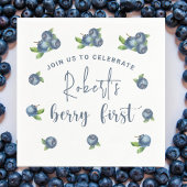 水彩ブルーベリー1st誕生日パーティー スタンダードカクテルナプキン