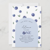 水彩ブルーベリー1st誕生日パーティー 招待状 (正面)