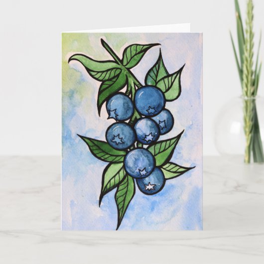 水彩ブルーベリー カード (正面)