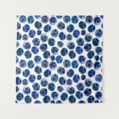 水彩ブルーベリ図解入りの、写真付きのーセットパターン タペストリー (正面(横))