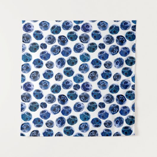 水彩ブルーベリ図解入りの、写真付きのーセットパターン タペストリー (正面)