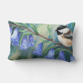水彩ブルーベルズと《鳥》アメリカゴガラ装飾用クッション ランバークッション (裏面)