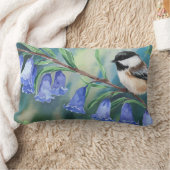水彩ブルーベルズと《鳥》アメリカゴガラ装飾用クッション ランバークッション (ブランケット)