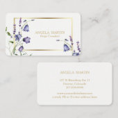 水彩ブルーベルフローラ金ゴールドフレームプロフェッショナル 名刺 (正面/裏面)