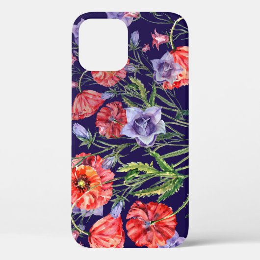 水彩ブルーベルポピーアレイ Case-Mate iPhoneケース (裏面)