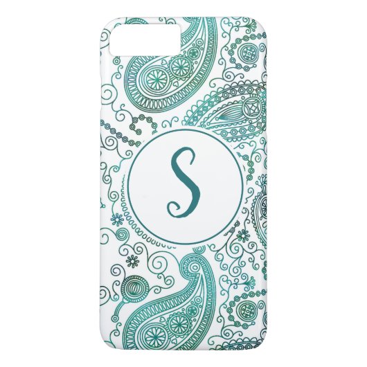 水彩ブルーペイズリーパターン名前をカスタムする Case-Mate iPhoneケース (裏面)